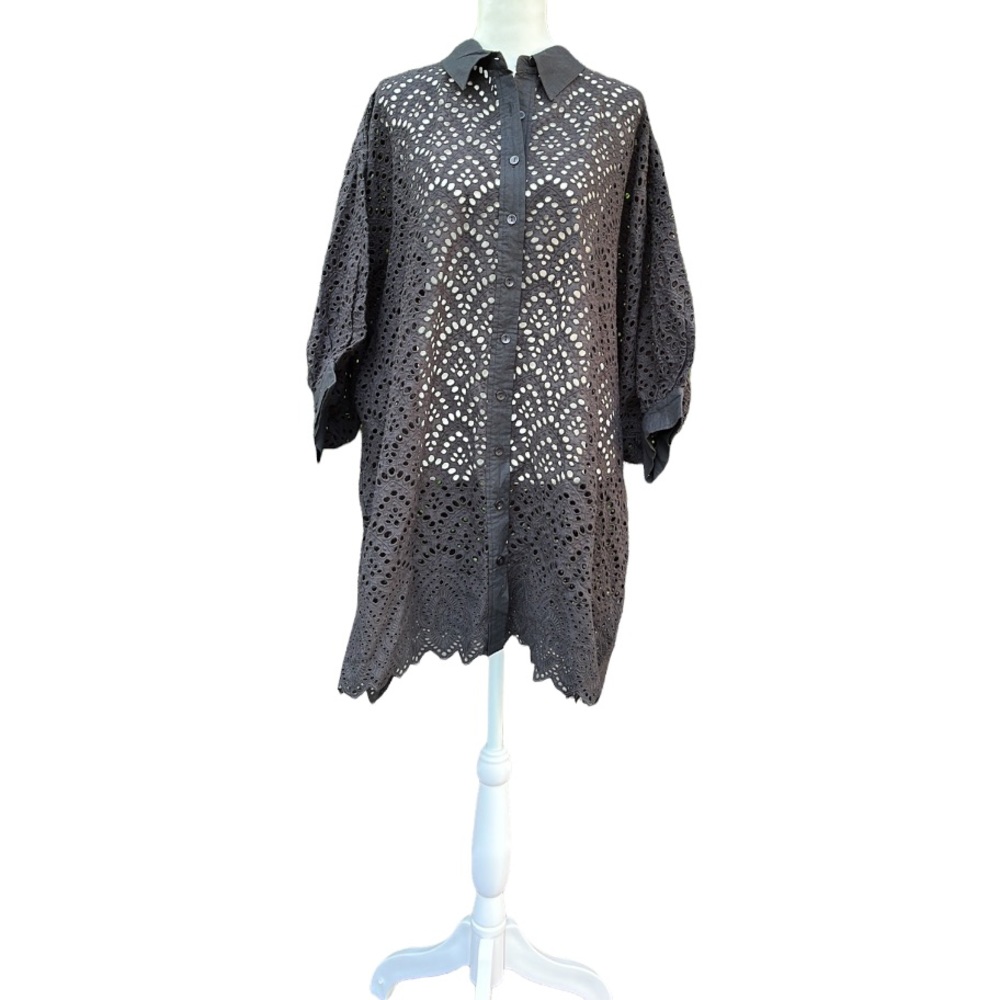 Sundress eyelet shirt dress bell sleeves Xs/small - Picture 2 of 11